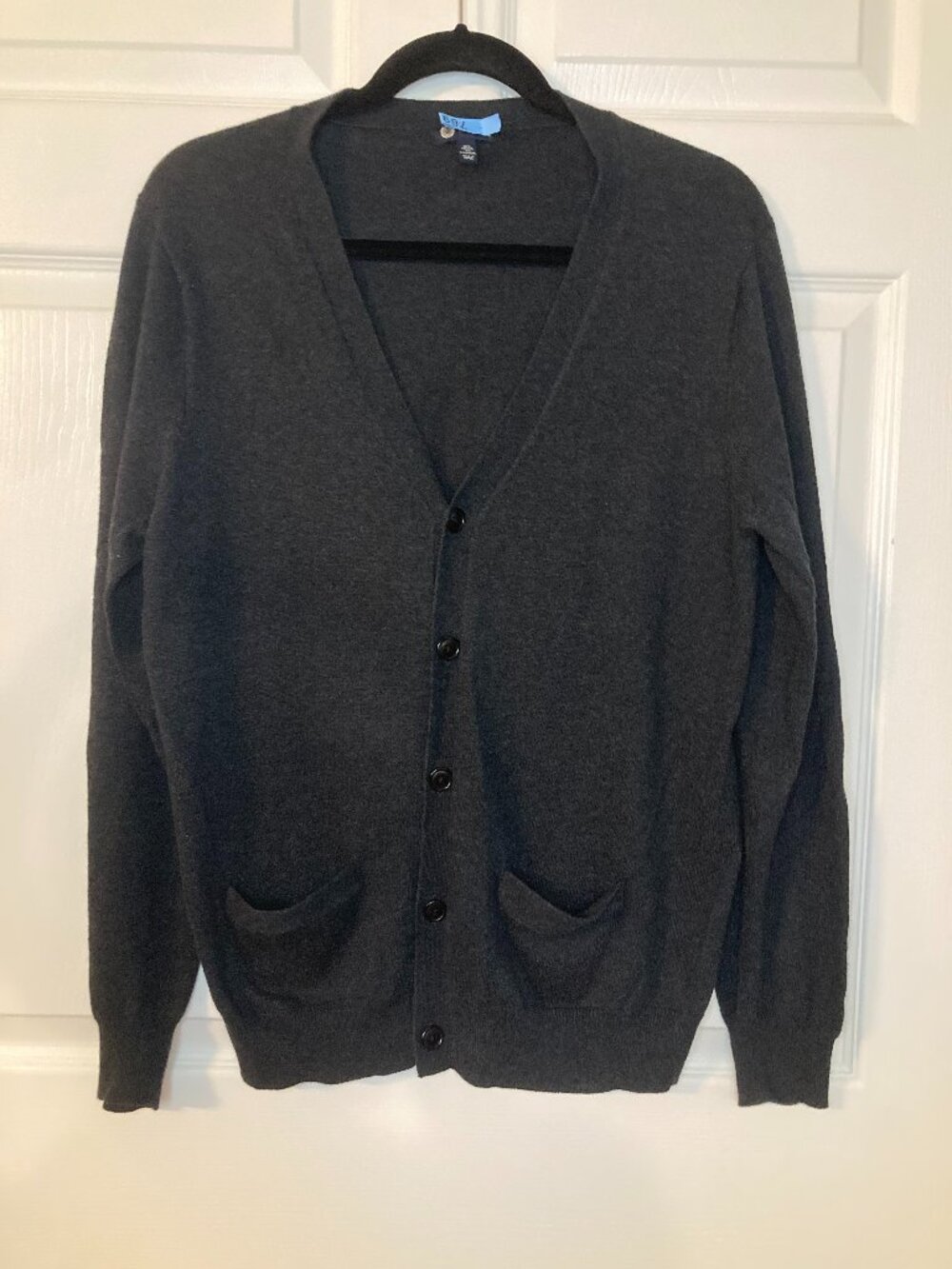 J. Crew Women's Dark Gray Button Cardigan - Cotton/Cashmere Blend - Size M